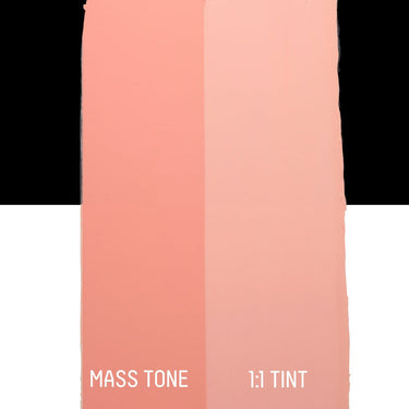 PETIT Échantillon de Acrylique Liquitex Bio-based Heavy, Rose Clairmontrant la teinte pure (mass tone) de le couleuer et mélangé à parts égales avec du blanc (1:1 tint)
