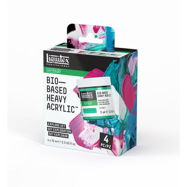 gros plan de la boîte Acrylique Bio-Based Heavy Coffret 4x75ml - Exploration prise sous un angle