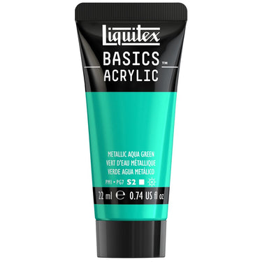 Peinture acrylique Liquitex BASICS, Vert D'Eau Metallique 22ML (produit en gros plan sur fond blanc)