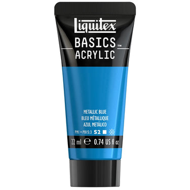 Peinture acrylique Liquitex BASICS, Bleu Metallique 22ML (produit en gros plan sur fond blanc)