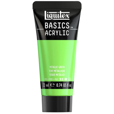 Peinture acrylique Liquitex BASICS, Vert Metallique 22ML (produit en gros plan sur fond blanc)