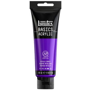 Peinture acrylique Liquitex BASICS, Pourpre Metallique 118ML (produit en gros plan sur fond blanc)