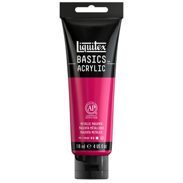 Peinture acrylique Liquitex BASICS, Magenta Metallique 118ML (produit en gros plan sur fond blanc)