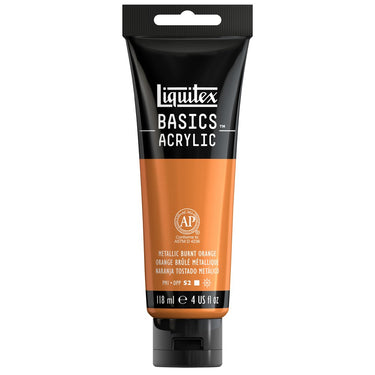 Peinture acrylique Liquitex BASICS, Orange Brule Metallique 118ML (produit en gros plan sur fond blanc)