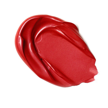 Échantillon mélange de peinture acrylique métallisée rouge  appliqué à la spatule sur fond blanc