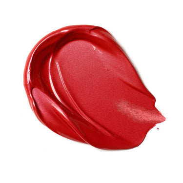 Échantillon mélange de peinture acrylique métallisée rouge  appliqué à la spatule sur fond blanc