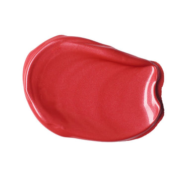 Échantillon mélange de peinture acrylique métallisée rouge  appliqué à la spatule sur fond blanc