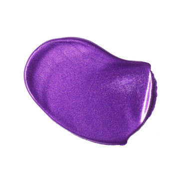 Échantillon mélange de peinture acrylique métallisée violet  appliqué à la spatule sur fond blanc