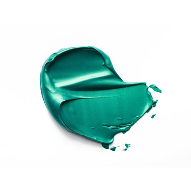 Échantillon mélange de peinture acrylique métallisée vert aqua  appliqué à la spatule sur fond blanc