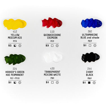 LQX PRO SOFT BODY ACRYLIC 6X22ML MIXING SET COLOR CHART] 887452999133