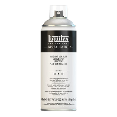 Liquitex peinture acrylique en aérosol, 400ML, Argent Riche Iridescent (produit en gros plan sur fond blanc)