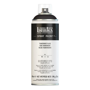 Liquitex peinture acrylique en aérosol, 400ML, Noir Transparent (produit en gros plan sur fond blanc)