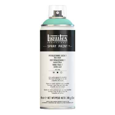 Liquitex peinture acrylique en aérosol, 400ML, Vert Phtalocyanine Nuance Bleue 7 (produit en gros plan sur fond blanc)