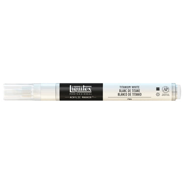 Liquitex Marqueur acrylique Blanc de Titane - 2MM produit en gros plan sur fond blanc.