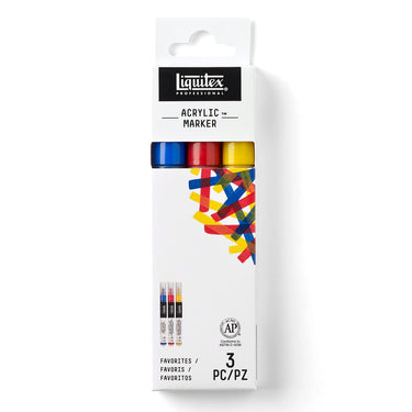 Gros plan du coffret Liquitex Acrylique Marquer - 3x2mm - Favoris sur fond blanc