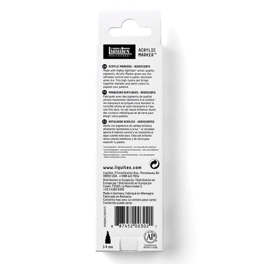 Coffret Liquitex Marquer Acrylique - 3x2mm - Iridescents [dos de l'emballage]