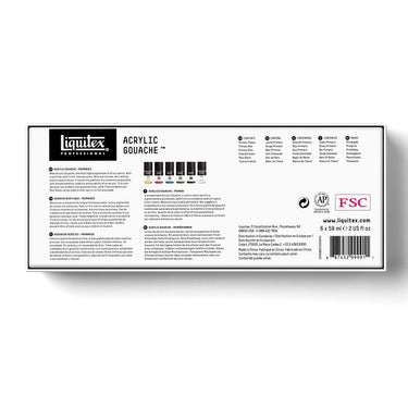 Coffret Acrylique Gouache - 6x59ml - Couleurs Primaires [dos de l'emballage]
