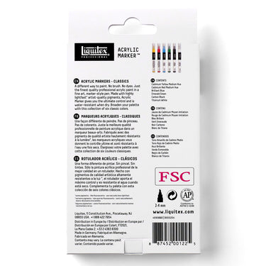 Coffret Liquitex Marquer Acrylique - 6x2mm - Classiques [dos de l'emballage]