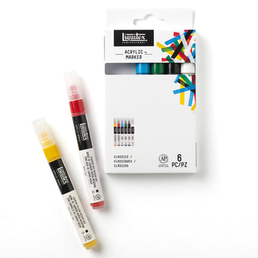 Coffret Acrylique Marquer, 6x2mm, Classiques gros plan des produits sortis de la boîte à côté du coffret