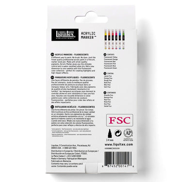 Coffret Liquitex Marquer Acrylique - 6x2mm - Fluorescents [dos de l'emballage]