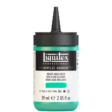 Gouache Acrylique Liquitex Flacon de 59ML, Vert d'Eau Éclatant. Sans Capouchon, Sur Fond Blanc.