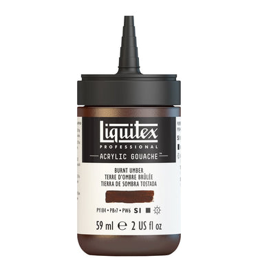 Gouache Acrylique Liquitex Flacon de 59ML, Terre d'Ombre Naturelle. Sans Capouchon, Sur Fond Blanc.