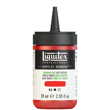 Gouache Acrylique Liquitex Flacon de 59ML, Rouge Moyen sans Cadmium. Sans Capouchon, Sur Fond Blanc.