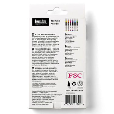 Coffret Liquitex Marquer Acrylique - 6x2mm - Vibrants [dos de l'emballage]