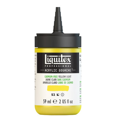 Gouache Acrylique Liquitex Flacon de 59ML, Jaune Clair sans Cadmium. Sans Capouchon, Sur Fond Blanc.