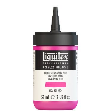 Gouache Acrylique Liquitex Flacon de 59ML, Rose Fluo Opéra. Sans Capouchon, Sur Fond Blanc.