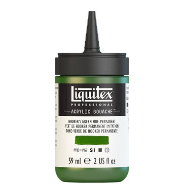 Gouache Acrylique Liquitex Flacon de 59ML, Vert de Hooker Permanent Imitation. Sans Capouchon, Sur Fond Blanc.
