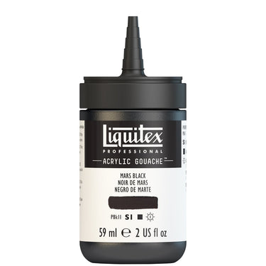 Gouache Acrylique Liquitex Flacon de 59ML, Noir de Mars. Sans Capouchon, Sur Fond Blanc.
