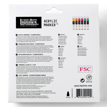 Coffret Liquitex Marquer Acrylique - 6x15mm - Fluorescents [dos de l'emballage]