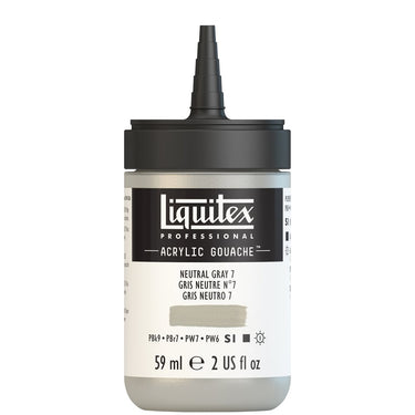 Gouache Acrylique Liquitex Flacon de 59ML, Gris neutre 7. Sans Capouchon, Sur Fond Blanc.