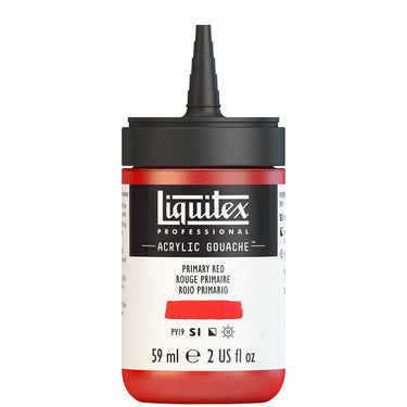 Gouache Acrylique Liquitex Flacon de 59ML, Rouge Primaire. Sans Capouchon, Sur Fond Blanc.