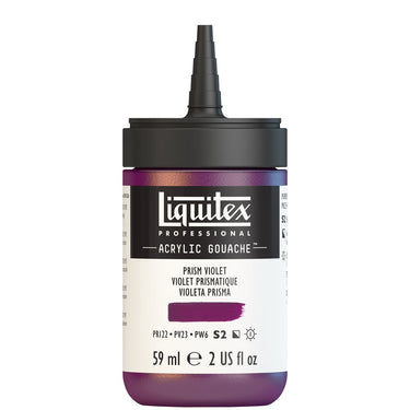 Gouache Acrylique Liquitex Flacon de 59ML, Violet Prismatique. Sans Capouchon, Sur Fond Blanc.