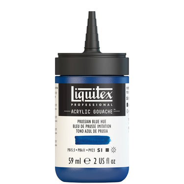 Gouache Acrylique Liquitex Flacon de 59ML, Bleu de Prusse Imitation. Sans Capouchon, Sur Fond Blanc.