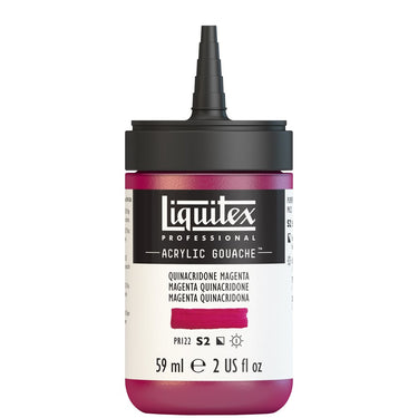 Gouache Acrylique Liquitex Flacon de 59ML, Magenta Quinacridone. Sans Capouchon, Sur Fond Blanc.