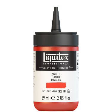 Gouache Acrylique Liquitex Flacon de 59ML, Écarlate. Sans Capouchon, Sur Fond Blanc.