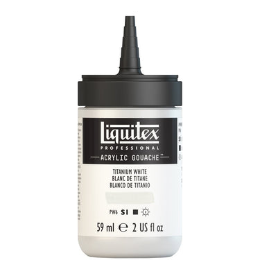 Gouache Acrylique Liquitex Flacon de 59ML, Blanc de Titane. Sans Capouchon, Sur Fond Blanc.