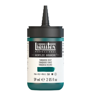 Gouache Acrylique Liquitex Flacon de 59ML, Turquoise Foncé. Sans Capouchon, Sur Fond Blanc.