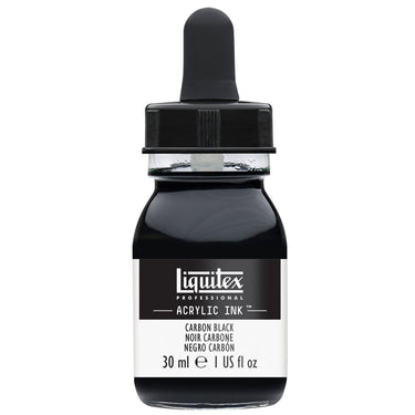 Liquitex Encres Acrylique, 30ML, Noir Carbone (produit en gros plan sur fond blanc)