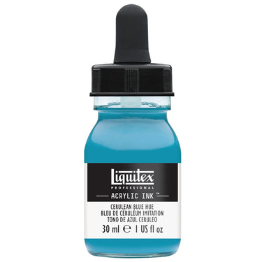 Liquitex Encres Acrylique, 30ML, Bleu de Céruléum Imitation (produit en gros plan sur fond blanc)