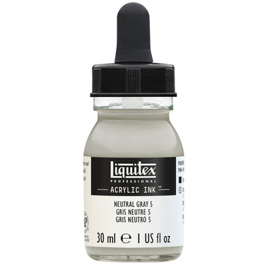 Liquitex Encres Acrylique, 30ML, Gris neutre 5 (produit en gros plan sur fond blanc)