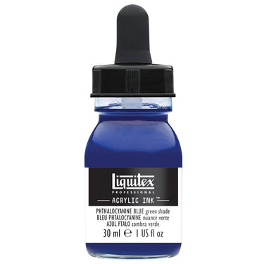 Liquitex Encres Acrylique, 30ML, Bleu Phtalocyanine Nuance Verte (produit en gros plan sur fond blanc)