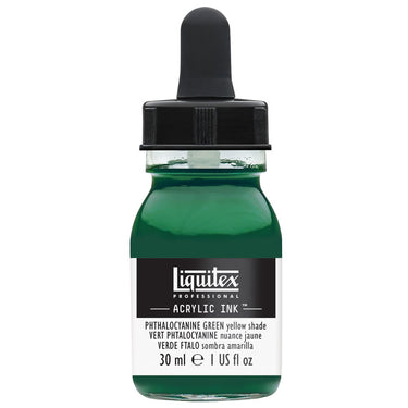 Liquitex Encres Acrylique, 30ML, Vert Phtalocyanine Nuance Jaune (produit en gros plan sur fond blanc)