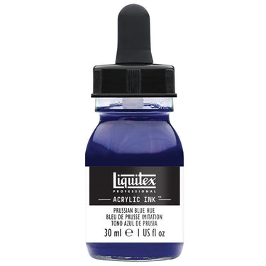 Liquitex Encres Acrylique, 30ML, Bleu de Prusse Imitation (produit en gros plan sur fond blanc)