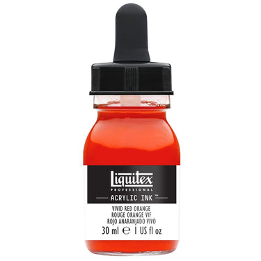 Liquitex Encres Acrylique, 30ML, Rouge Orange Vif (produit en gros plan sur fond blanc)