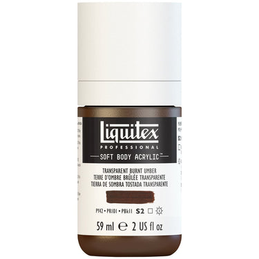 Liquitex Soft Body Flacon de 59ML, Terre d'Ombre Brûlée Transparente (produit en gros plan sur fond blanc)