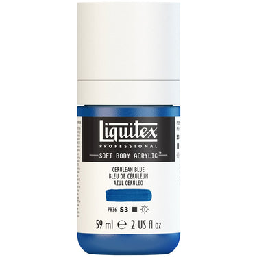 Liquitex Soft Body Flacon de 59ML, Bleu de Céruléum (produit en gros plan sur fond blanc)